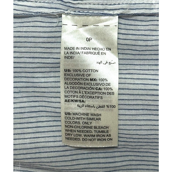 CHICO'S Boho Tassel Gauze Blouse Pinstripe Top Vibrant Relaxed Pleated Red Blue - Picture 10 of 12